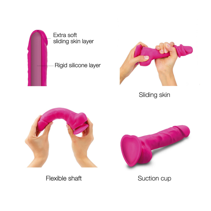 Sliding Skin Dildo réaliste Fuchsia