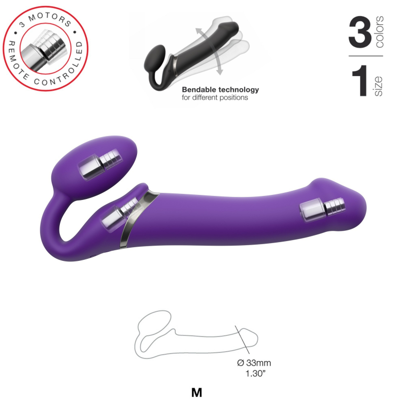 Strap-on Vibrant Télécommandé 3 Moteurs Violet