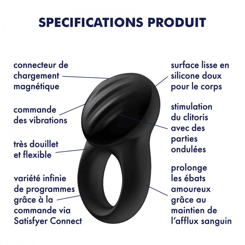 Cockring connecté Satisfyer Signet Ring Noir
