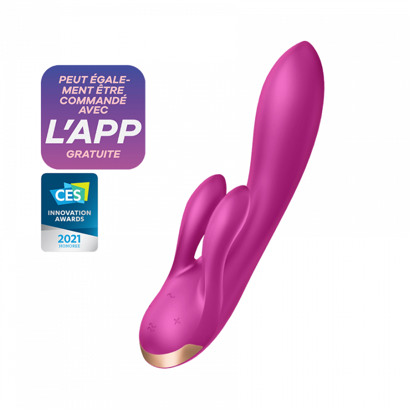 Vibromasseur rabbit chauffant Satisfyer Double Flex Connect Violet