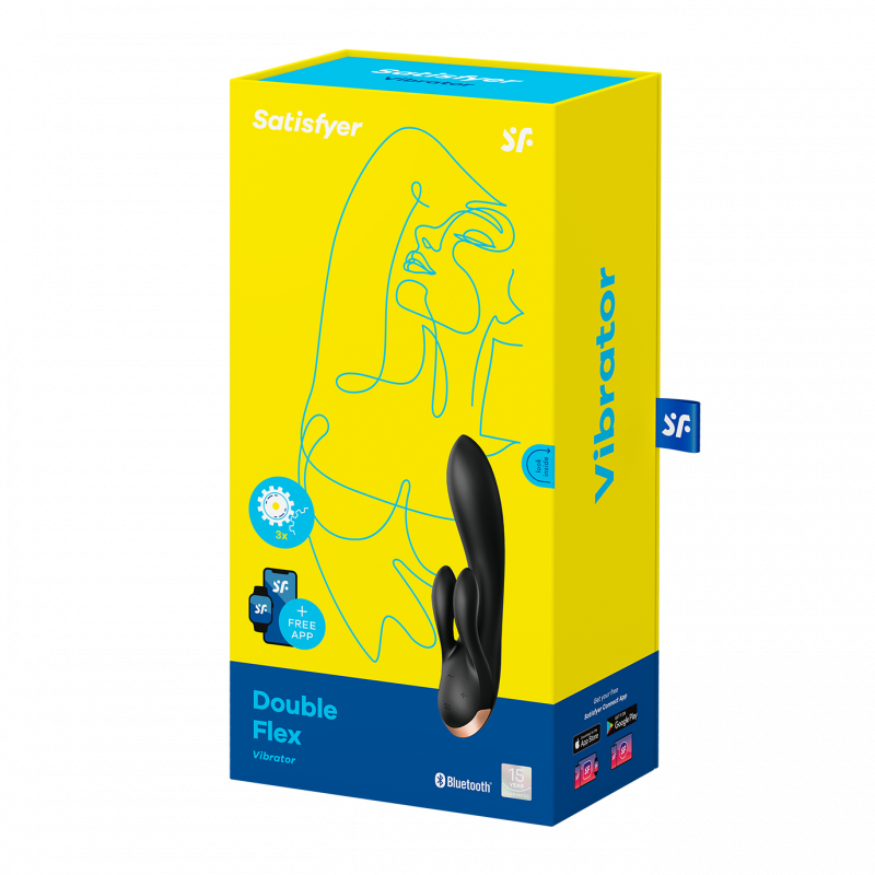 Vibromasseur rabbit chauffant Satisfyer Double Flex Connect Noir