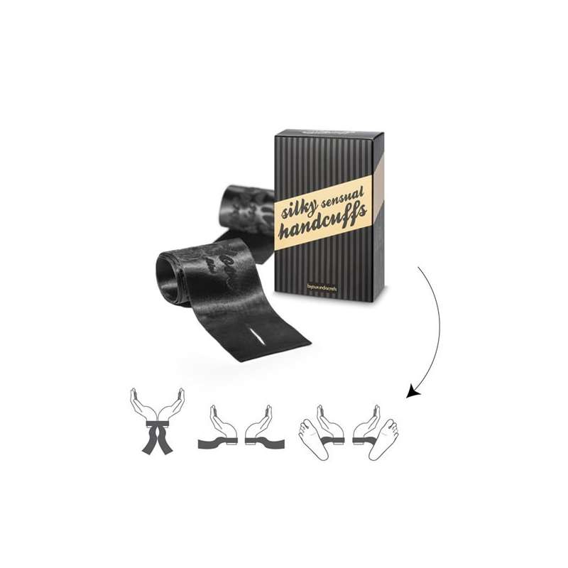 Menottes sensuelles Liens en satin Noir