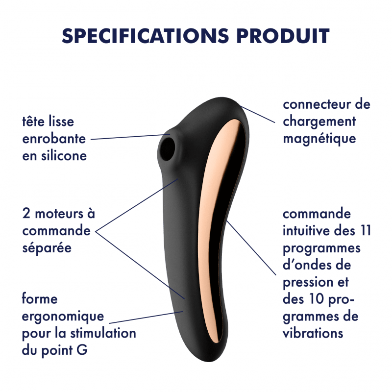 Stimulateur et Vibromasseur Satisfyer Dual Kiss Noir