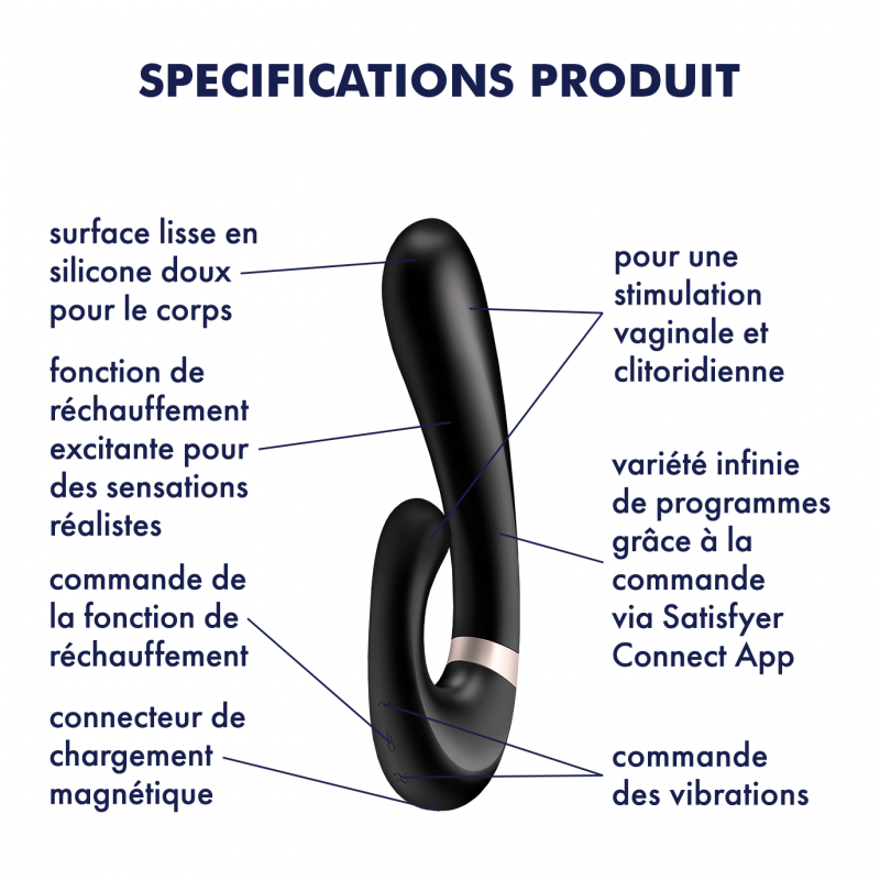 Stimulateur clitoridien et Vibromasseur point G Satisfyer Heat Wave Connect App Noir