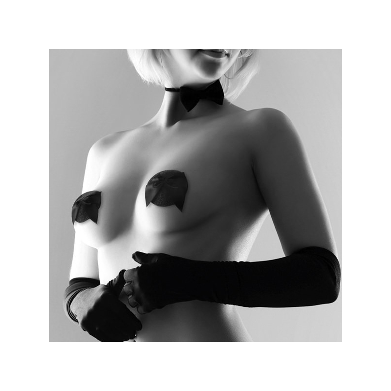 Cache-tétons Burlesque Noeud et Paillettes Noir