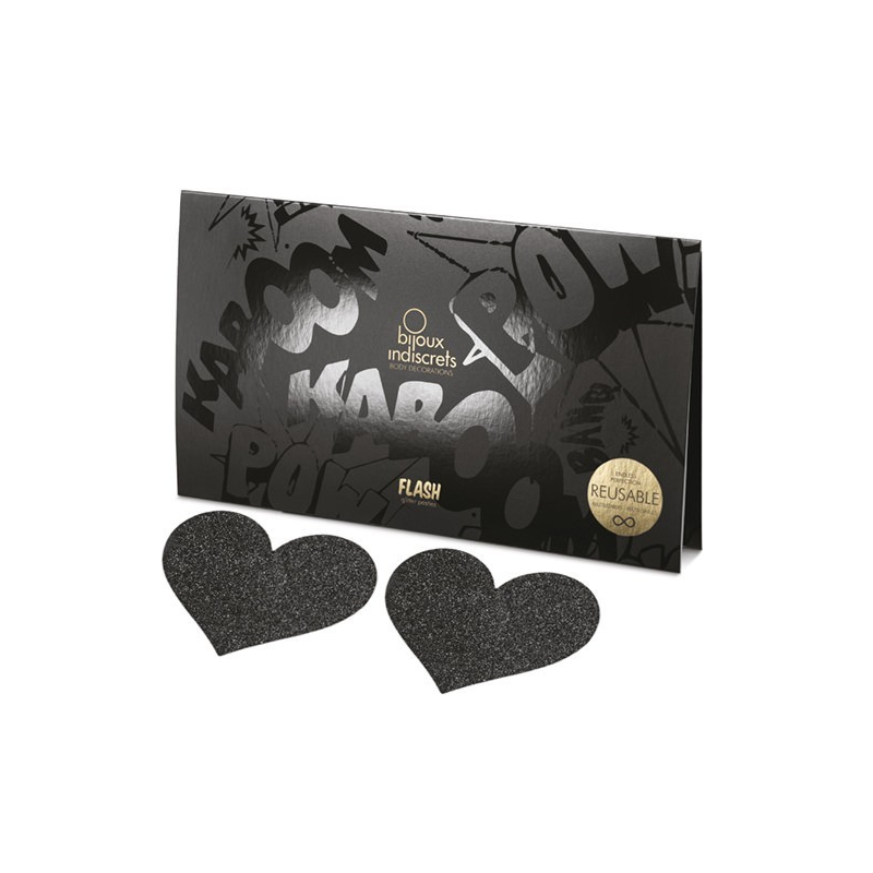 Flash Cache-tétons Coeur Noir