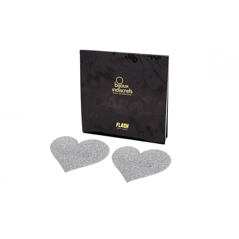 Flash Cache-tétons Coeur Argent