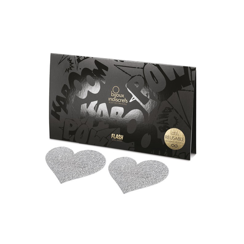 Flash Cache-tétons Coeur Argent