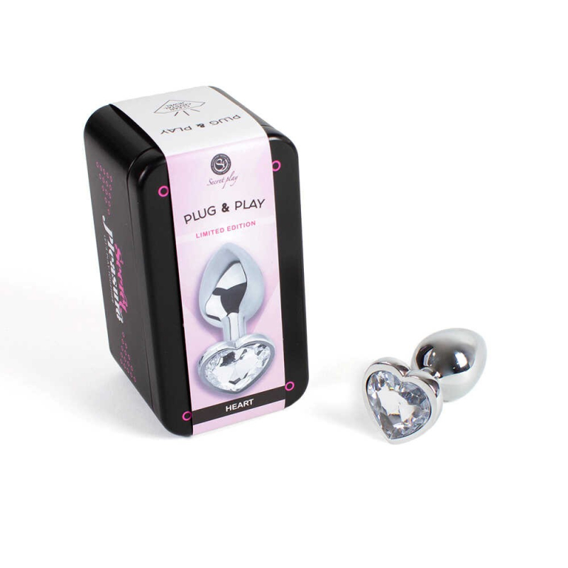 Plug anal secret play Coeur crystal Blanc