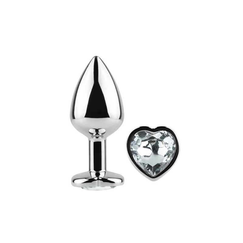 Plug anal secret play Coeur crystal Blanc