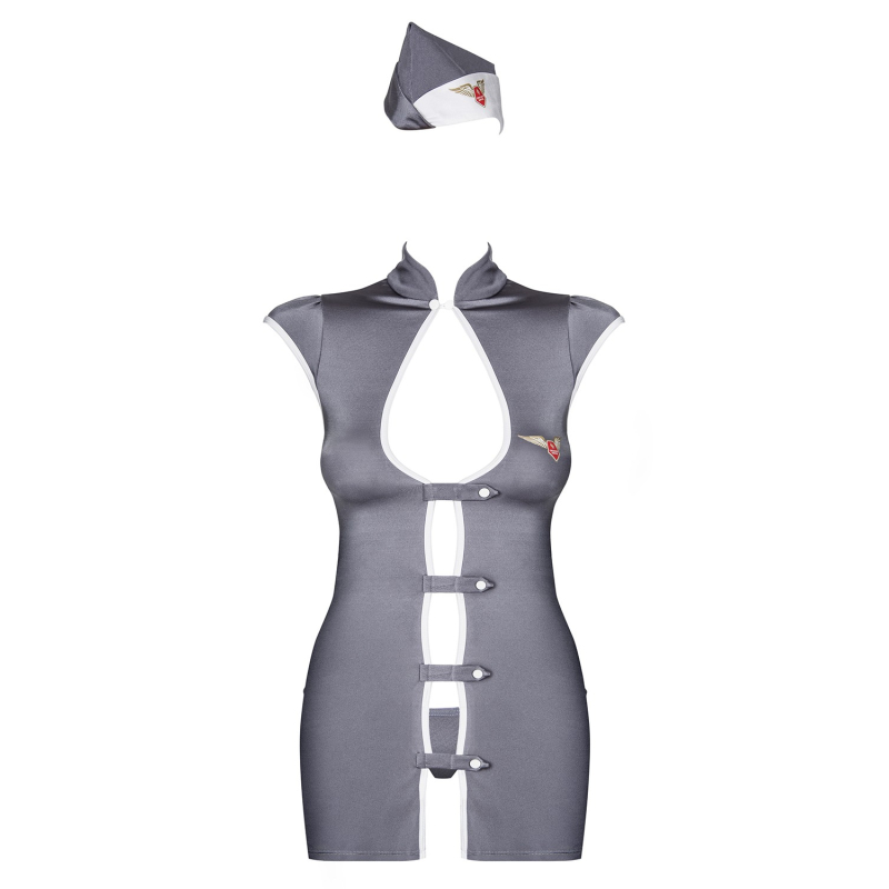 Stewardess Costume 3 pcs Gris