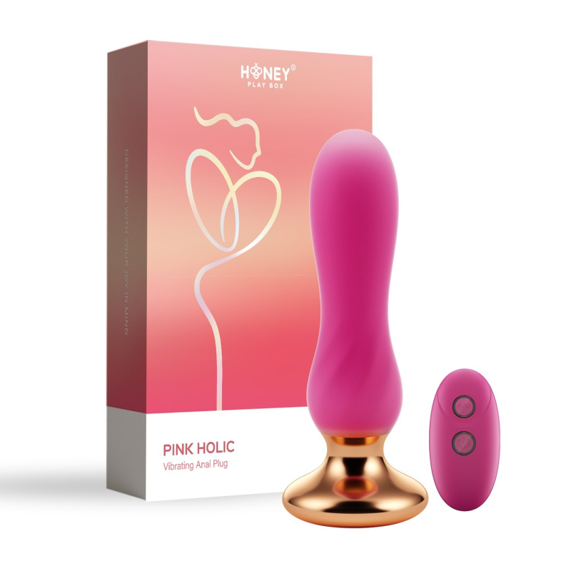 Pink holic Plug anal vibrant télécommandé incurvé Rose