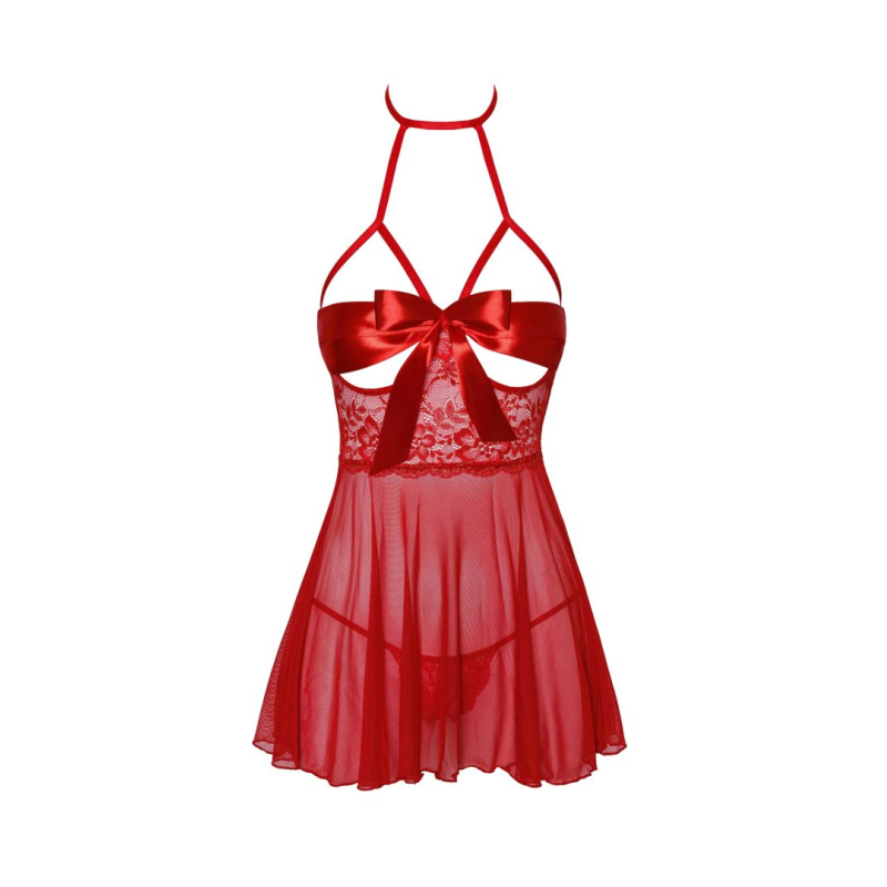 Sexy Kiss 247 babydoll et ruban de satin Rouge