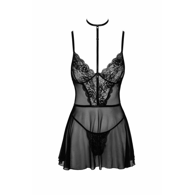 First Kiss 249 babydoll et collier noire Noir