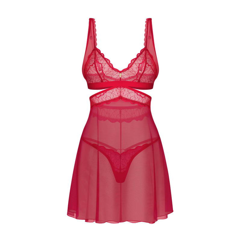 Cupide Desir babydoll et String Rouge