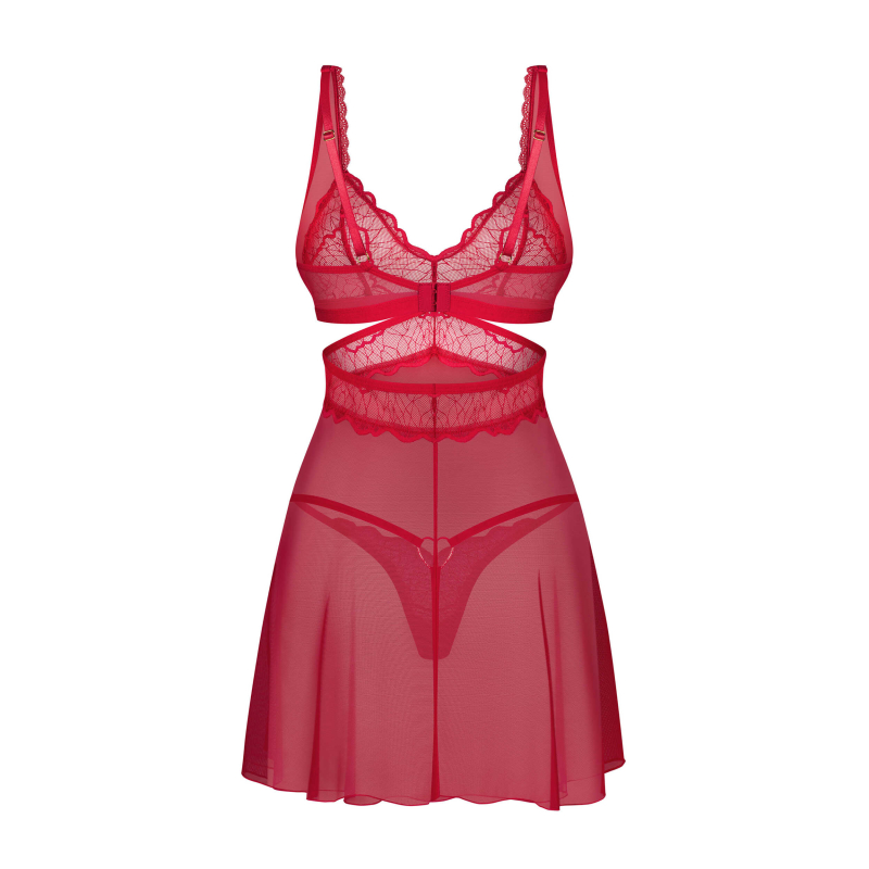 Cupide Desir babydoll et String Rouge