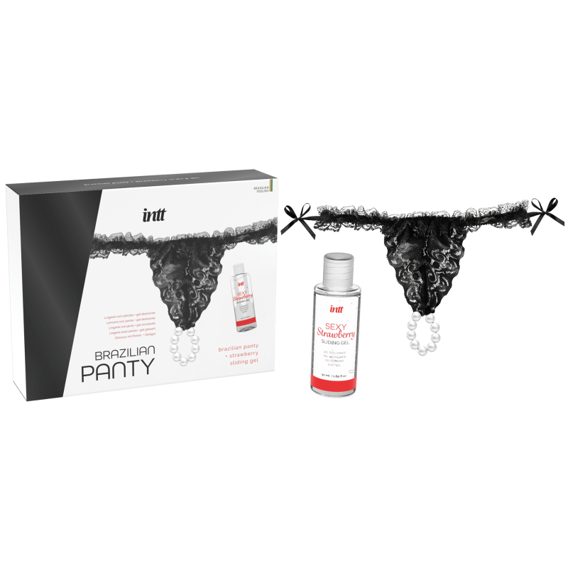 Black brazilian panty String et lubrifiant