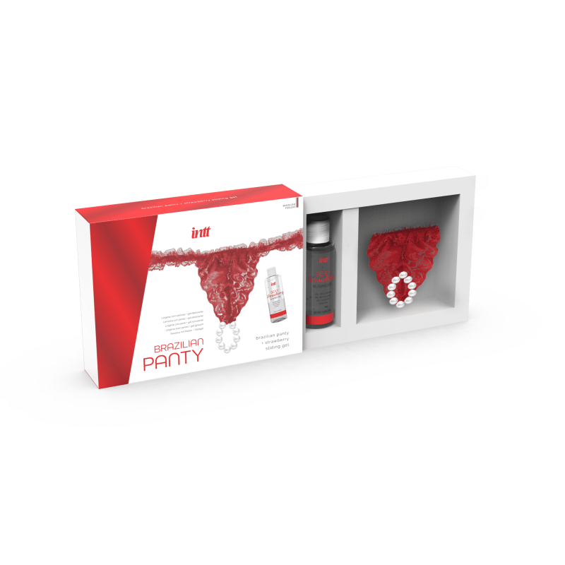 Red brazilian panty String et lubrifiant