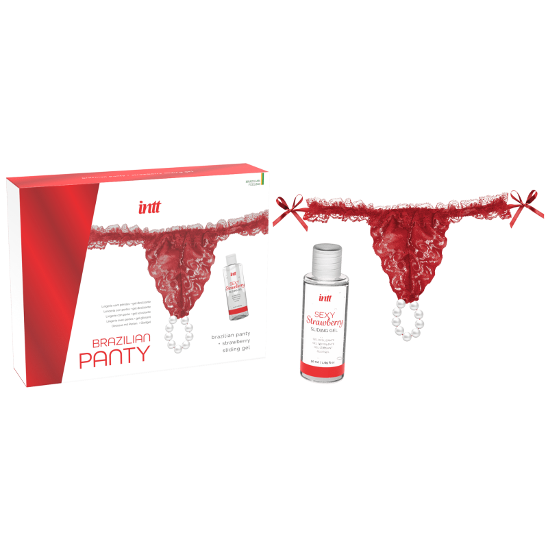 Red brazilian panty String et lubrifiant