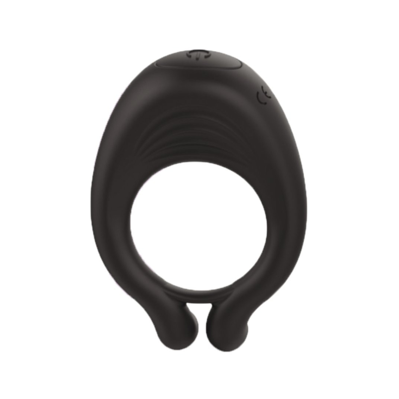 OCTAVE Cockring Noir dans un silicone médical doux avec 1 mode de vibration