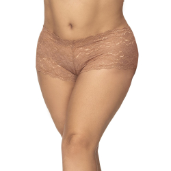 Shorty grande taille en dentelle couleur taupe Taupe