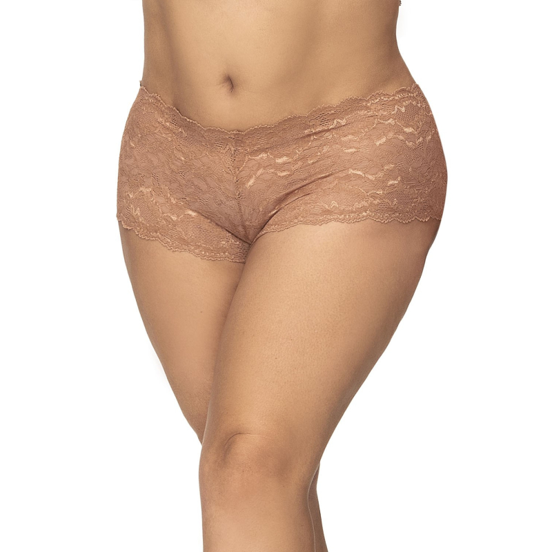 Shorty grande taille en dentelle couleur taupe Taupe