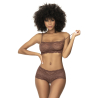 Ensemble 2 pièces en dentelle top à bretelles et shorty couleur cacao Cacao