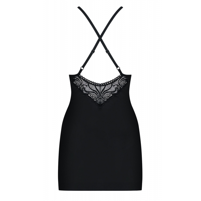 828-CHE-1 Nuisette et String Noir