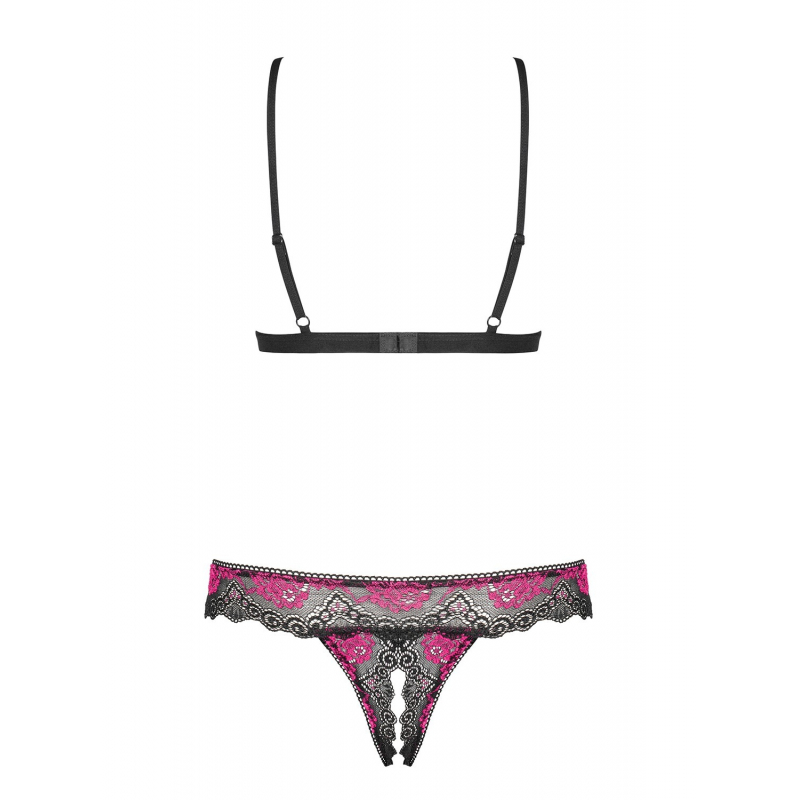 Tulia Ensemble ouvert 2 pcs Noir et Fuchsia