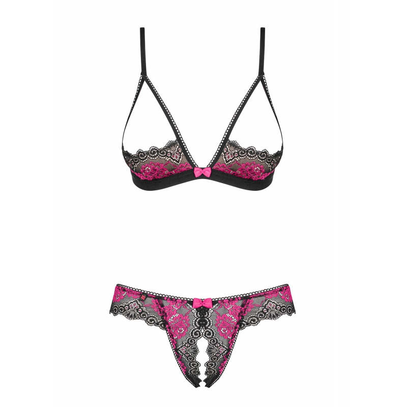 Tulia Ensemble ouvert 2 pcs Noir et Fuchsia