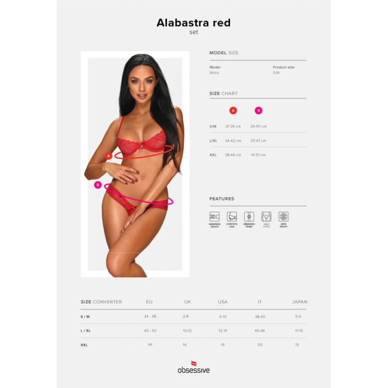 Alabastra Ensemble 2 pcs ouvert Rouge