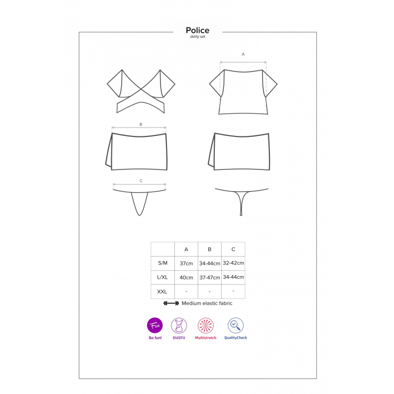 Police Costume 4 pcs Noir