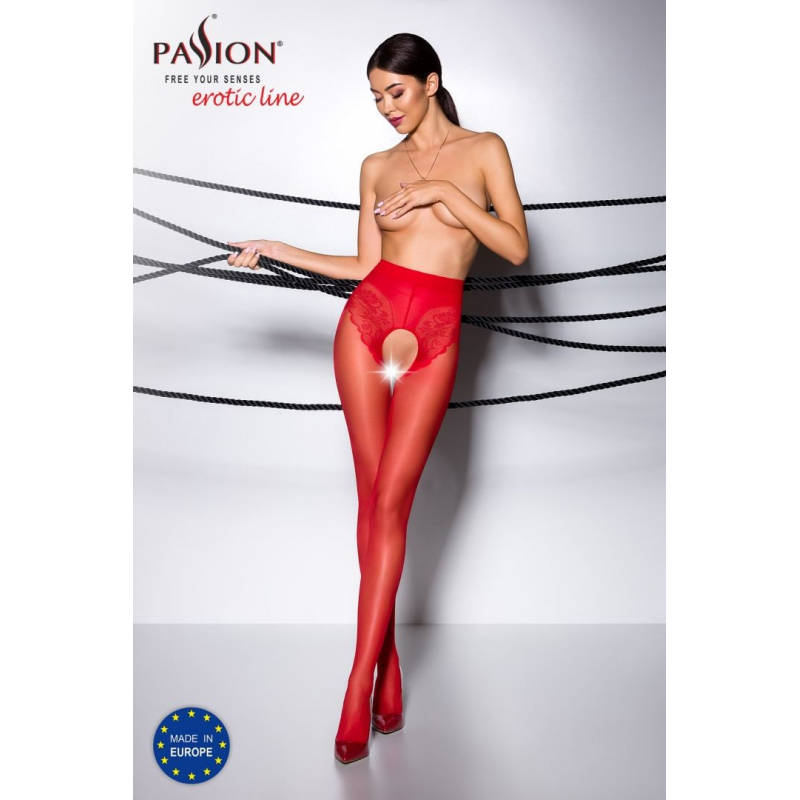 TI006R Collants ouverts 30 DEN Rouge