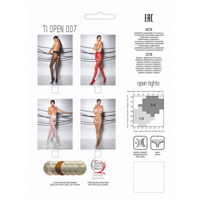 TI007R Collants ouverts 20 DEN Rouge