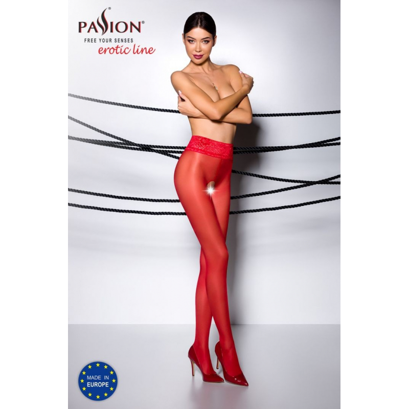 TI008R Collants ouverts 30 DEN Rouge
