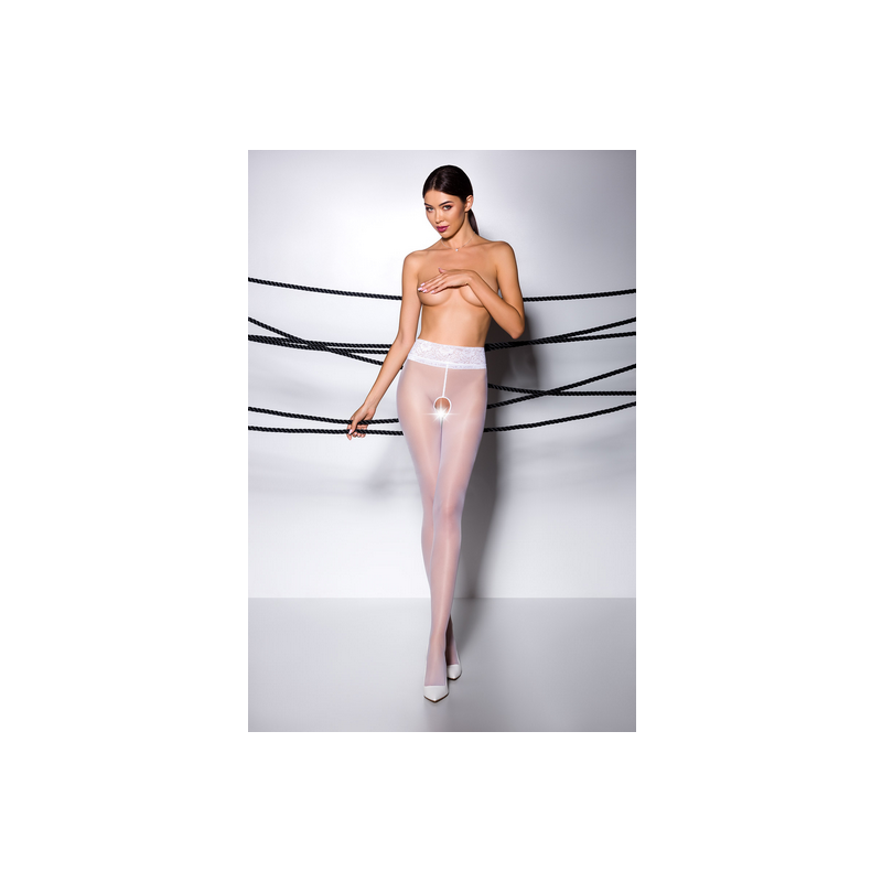 TI008W Collants ouverts 30 DEN Blanc