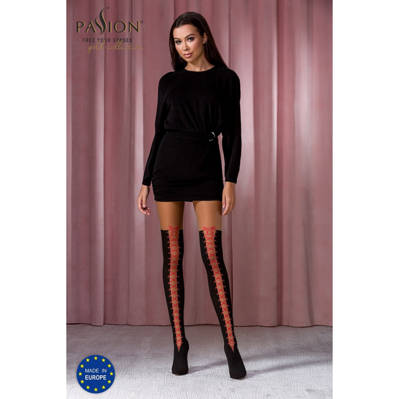 TI114 Collants 60|20 den Noir et rouge Rouge