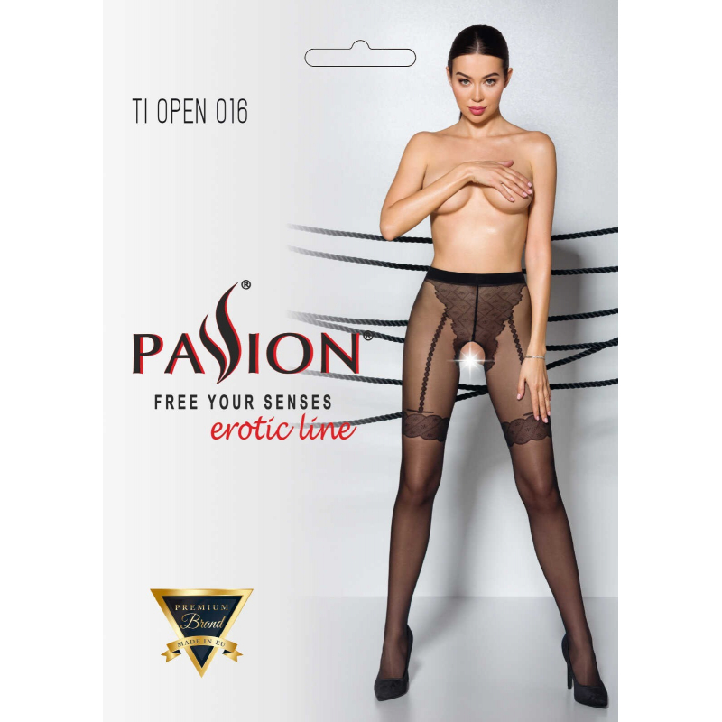 TIOPEN 016 Collants ouverts 20 den Noir