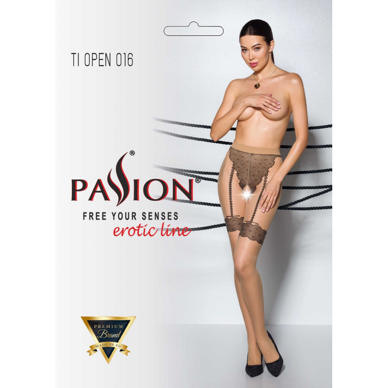 TIOPEN 016 Collants ouverts 20 den Beige