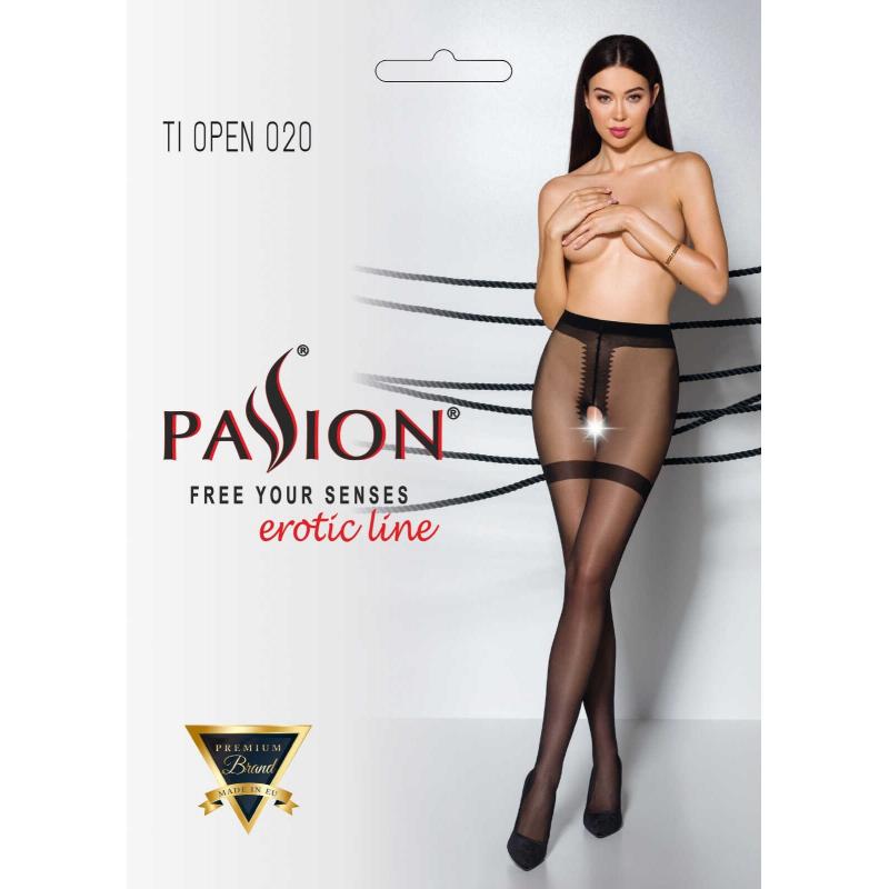 TIOPEN 020 Collants ouverts 20 den Noir