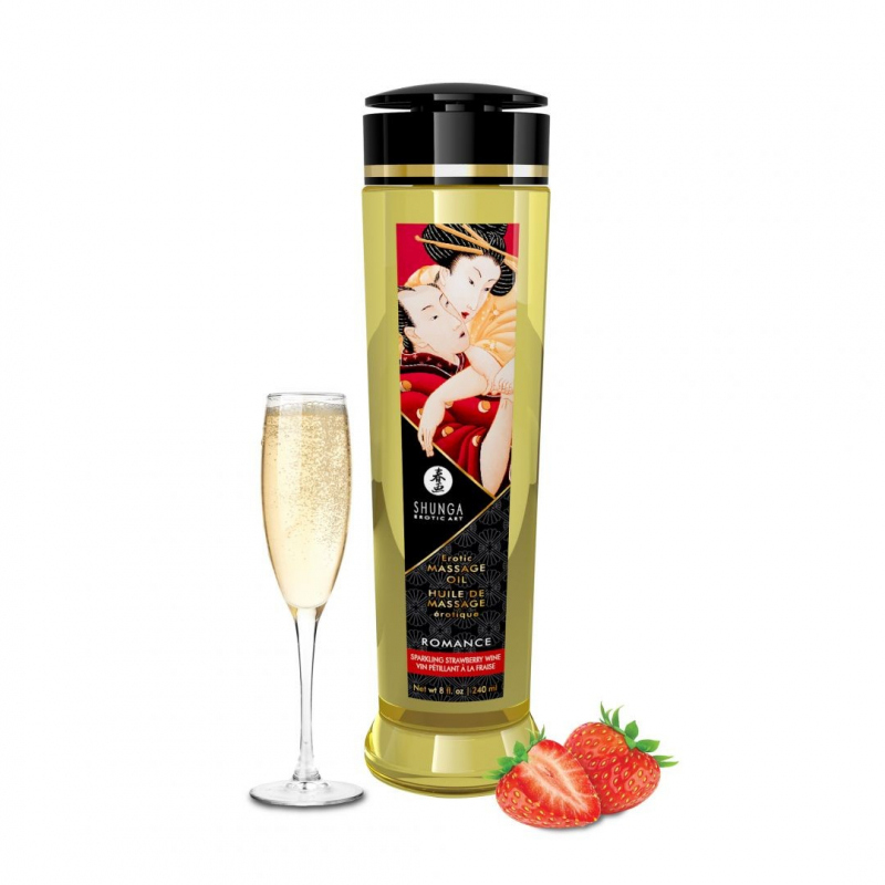 Huile de massage érotique Romance Vin pétillant fraise 240 ml Parfum Vin pétillant Fraise