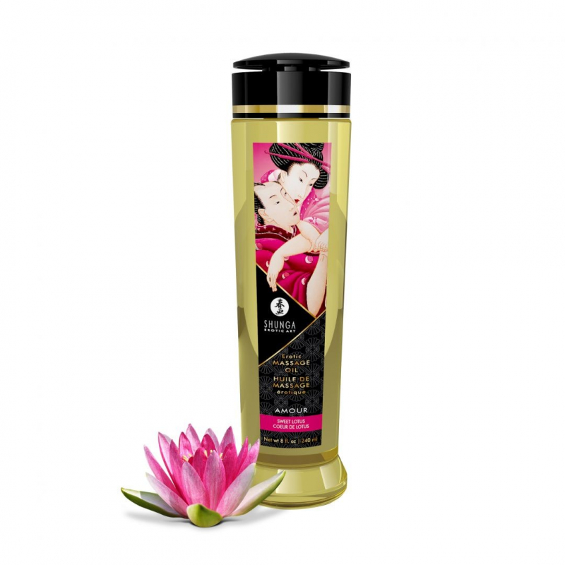 Huile de massage érotique Coeur de Lotus 240 ml Parfum Rose