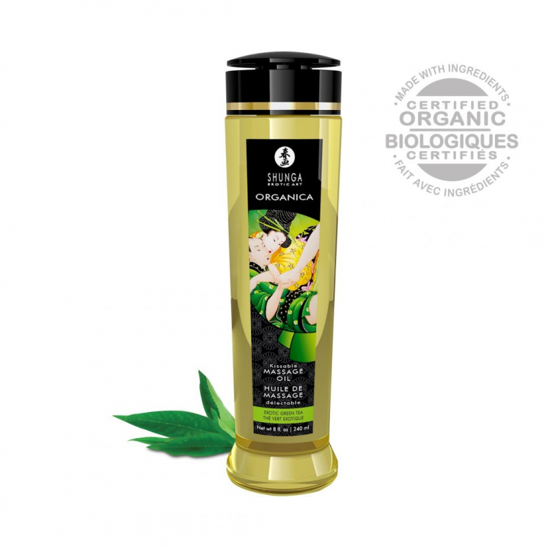 Huile de massage organique Thé vert 240 ml Parfum Thé vert